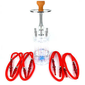 4 hose led light new electric acrylic tall shisha hookah set creative gatling shape large Arabian sheesha hookah with light