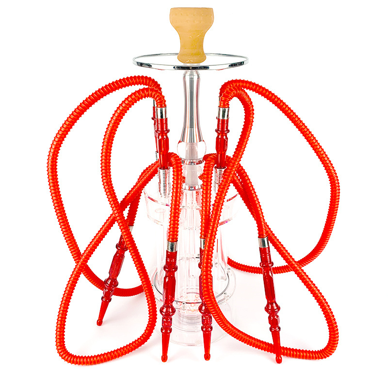 4 hose led light new electric acrylic tall shisha hookah set creative gatling shape large Arabian sheesha hookah with light