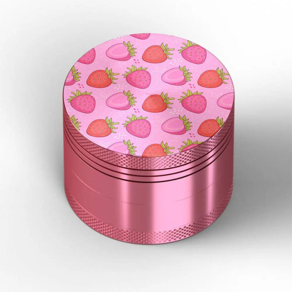 4 piece custom logo metal aluminum  cnc aluminium drum plain rainbow shiny pink heart girly rose gold women spice herb grinder