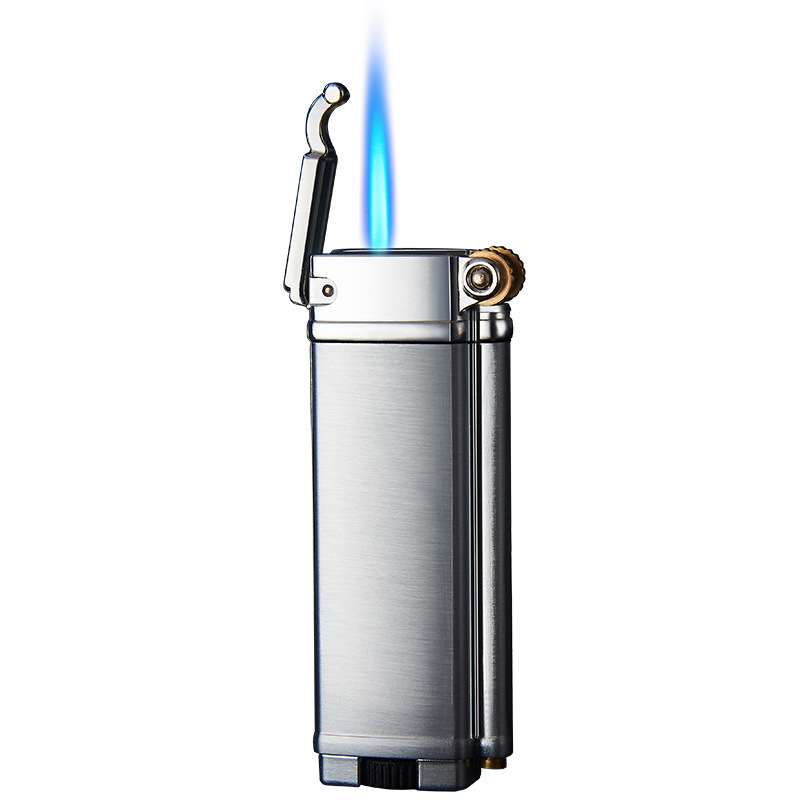 Free Custom Ultra-thin Slim Jet Torch Blue Fire Lighter Wholesale Windproof Metal Refill Butane Gas Flint Cigarette Lighter