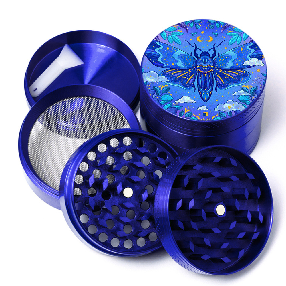 smoke shop wholesale hot selling available smoking products zinc alloy smoking accessories 50mm blue mushroom men herb grinder