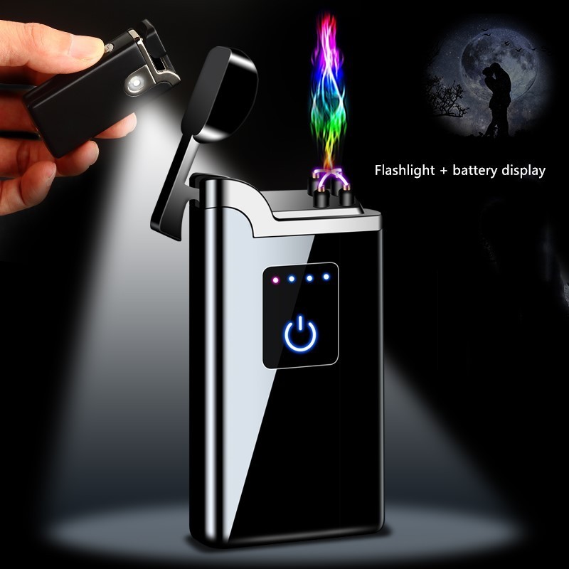 Fancy Design Dual Arc USB Lighter with Flashlight, High Quality electric lighter rechargeable electronic cigarette lighter