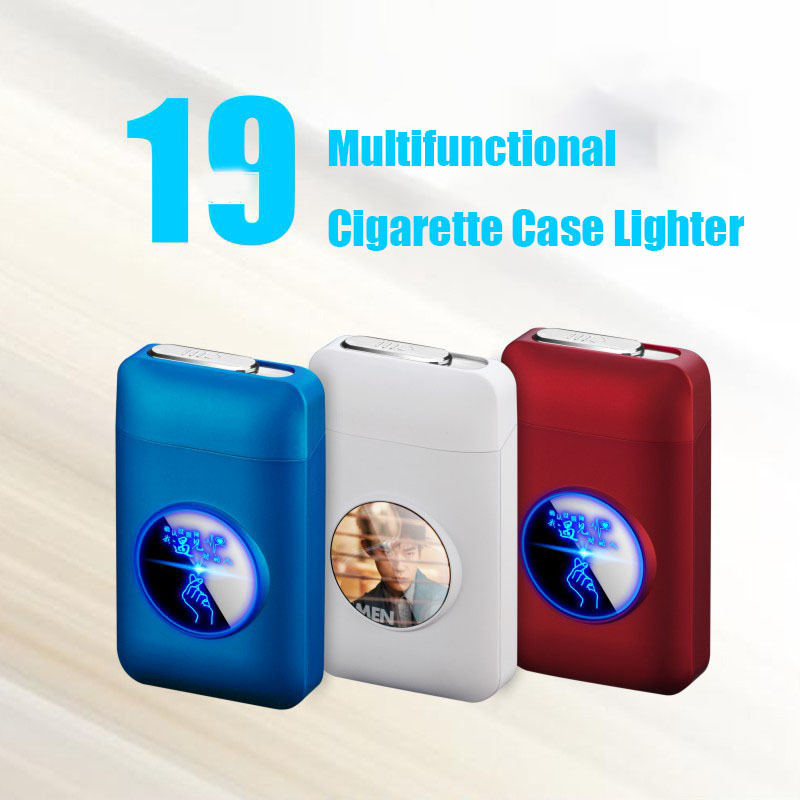 Metal Cigarette Case Box with USB Electronic Lighter Tobacco Storage Case Cigarette Holder Electric Plasma Arc Lighter Gadgets