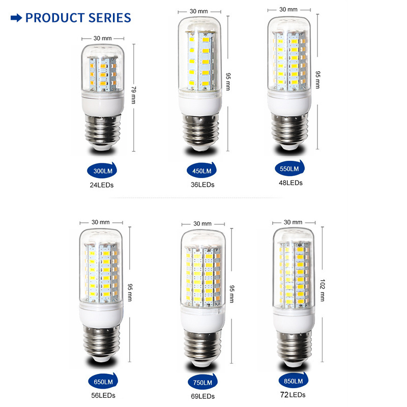 E27 E14 Base LED Corn Light Bulb 7W 12W 15W 20W 25W 30W High Brightness Warm Cool White AC 220V for Home Decoration Lighting