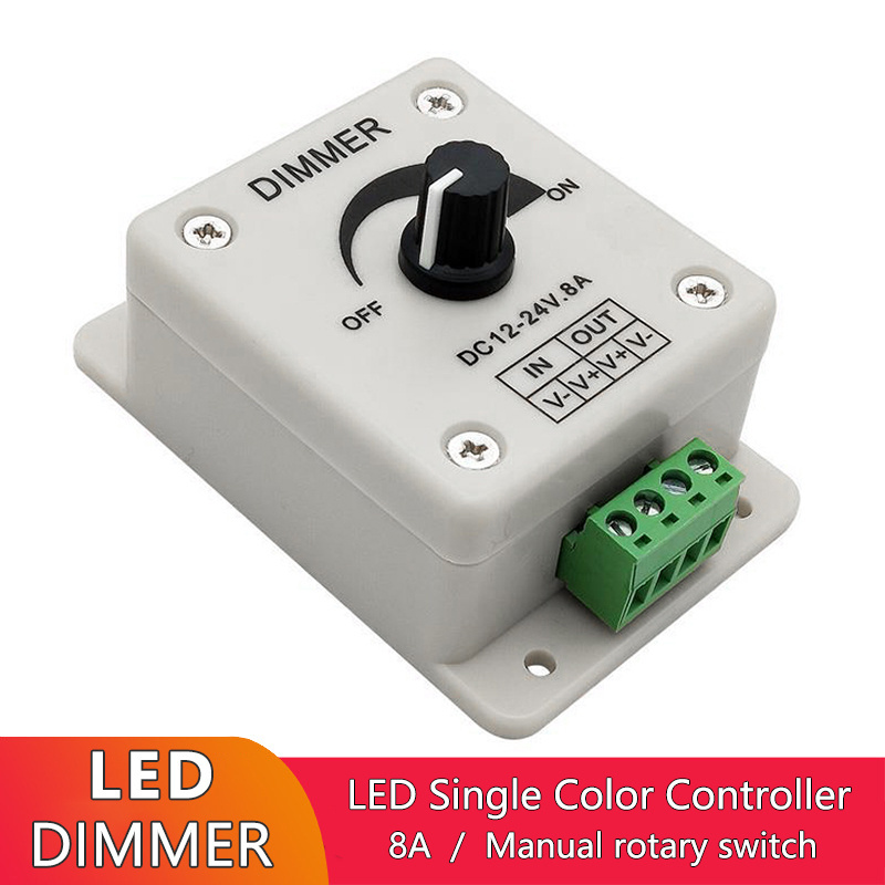 LED Dimmer Switch DC 12V 8A Adjustable Brightness Lamp Bulb Strip Driver Single Color Light Power Supply Controller Dimmers