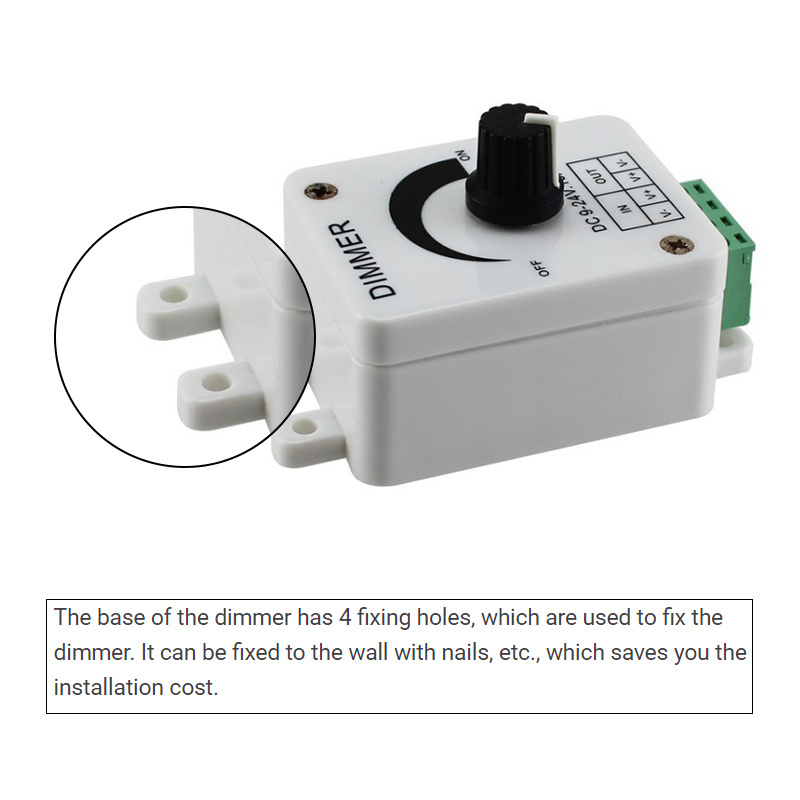 LED Dimmer Switch DC 12V 8A Adjustable Brightness Lamp Bulb Strip Driver Single Color Light Power Supply Controller Dimmers