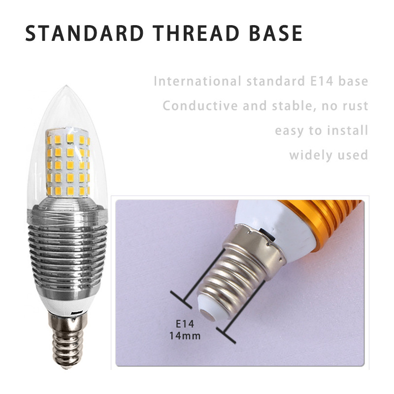 New 5W 7W 9W 12W LED Candle Light Bulb E14 Base 3000K 6000K Warm Cool White Light Voltage AC85-265V For Hotel Pendant Lighting