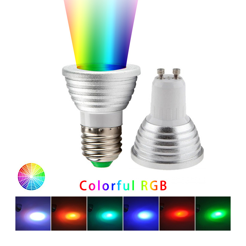 E27 GU10 RGB LED Spot Light Bulb AC 85-265V LED Spot Light 3W 16 Colors Dimmable With Remote Control LED Indoor Lighting Bulb