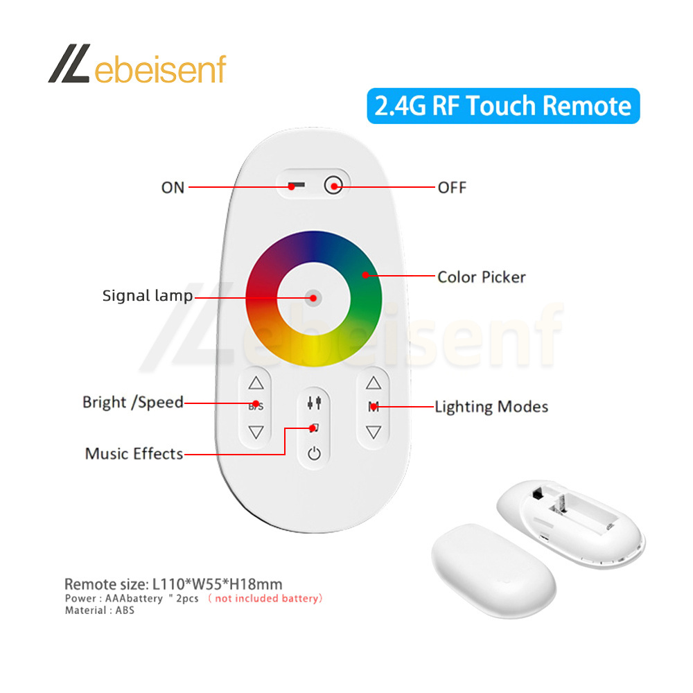 LED Smart Tuya Touch WiFi Controller DC 5-24V 6A Dual RGB Strip Light PWM Signal Dimmer with RF 2.4Ghz Wireless Remote Control