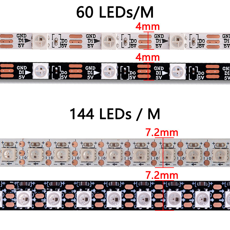 4mm Narrow SK6812 LED Magic Color Strip Long 5m 60 144 LEDs/M Individually Addressable SMD 3535 RGB Digital Pixel Light Bar DC5V