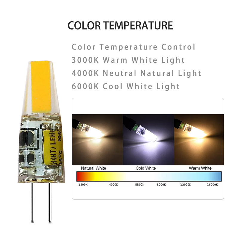 G4  LED Light Bulbs High Brightness COB 1505 Silicone Light 3W 3000K 6000K Warm Yellow White AC 220V DC 12V Crystal Chandelier