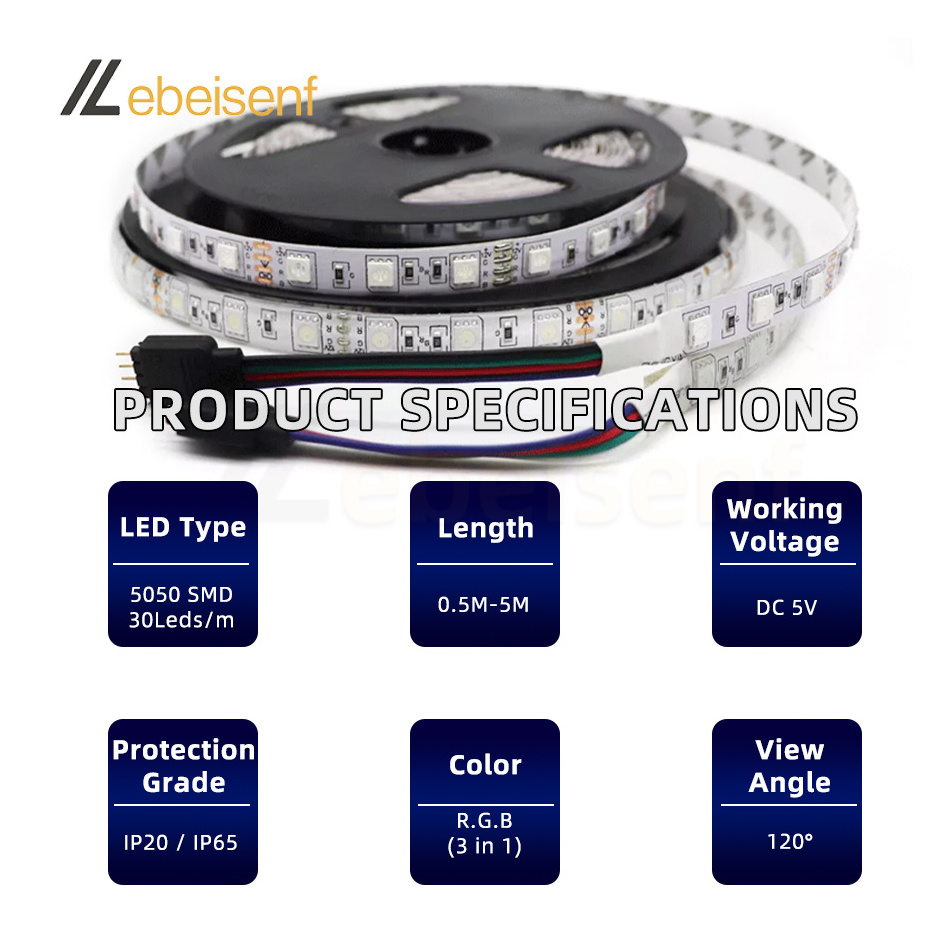 4.5V 5050 RGB Strip Light LED Colorful Flexible Tape Lamp Bar with 3AA Battery Box Dimmer Controller Remote IR RF Blue tooth APP