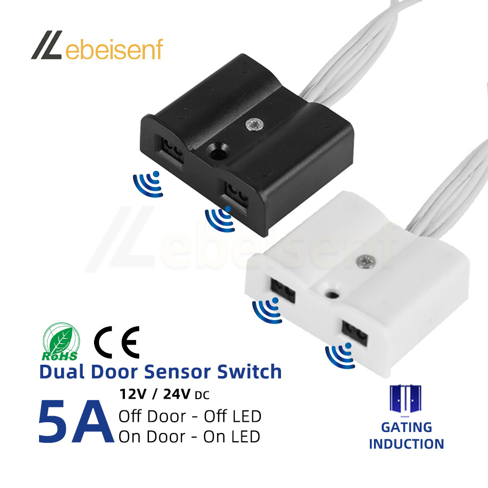 DC12-24V 5A Dual Head Obstruction Sensor Switch Door Control Smart Lighting Induction On/Off for LED Cabinets Wardrobe Drawers