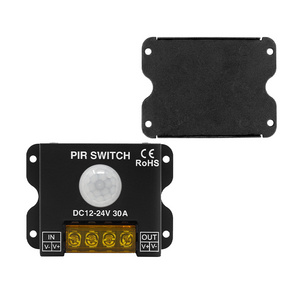 New PIR Switch DC 12V 24V 30A PWM High Power Motion Detection Controller Adjustable Delay Time for LED Strip Light On/Off Sensor