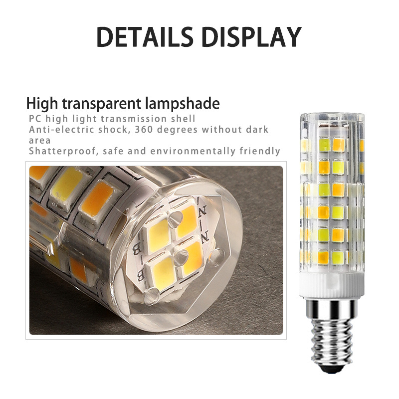 E12 E14 E17 LED Bulb High Brightness Threaded Ceramic Corn Lamp AC220V 5W-12W 3000-6000K Warm Yellow White Cool White No Flicker