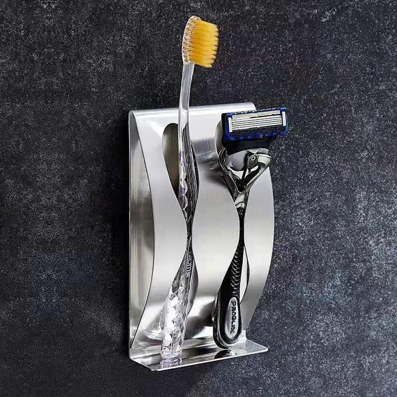 Bathroom Stainless Steel 304 Self-adhesive Tooth Brush Organizer Stand Holders Razor Rack Wall Mount Toothbrushes Holder