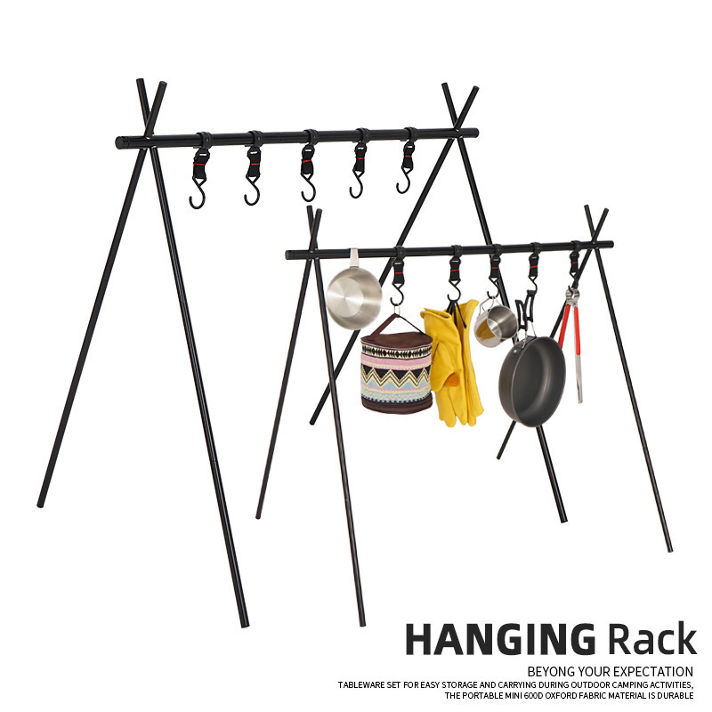 Picnic Pot Rack Storage Rack Hook Light Holder Bracket Camping Folding Portable Camping Triangle Shelving