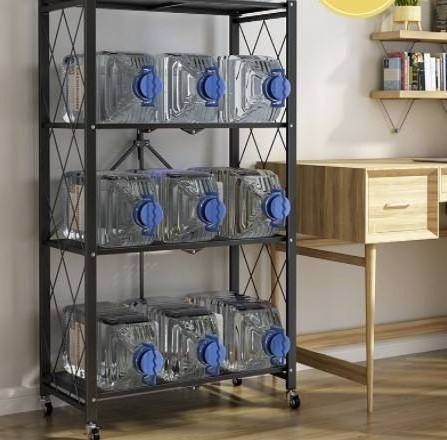 Movable Garage Wire Shelving Units Foldable Storage Shelves Black Kitchen IRON Paper Box No Assemble Required Metal 8000g