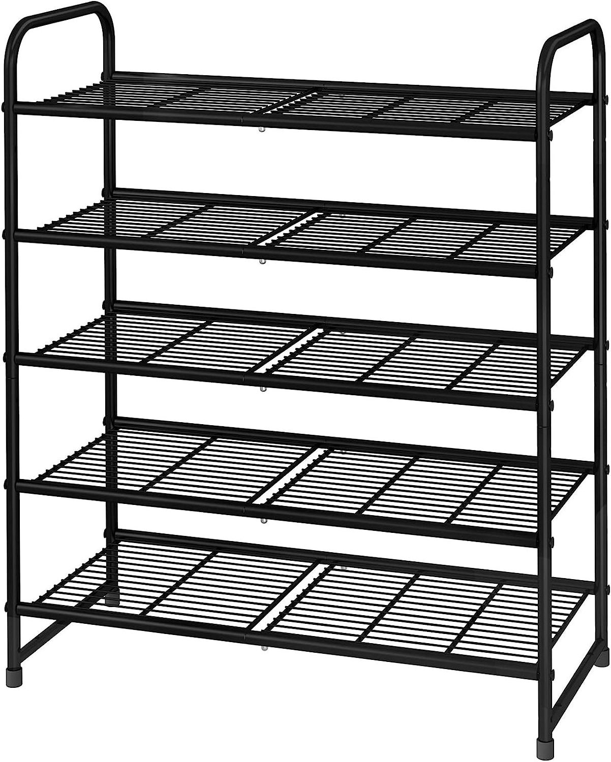 Simple Trending 5-Tier Stackable Shoe Rack Expandable & Adjustable Shoe Organizer Storage Shelf