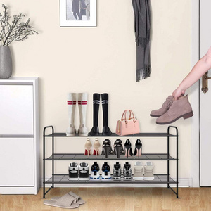 3-Tier Long Shoe Rack for Closet Metal Shoe Organizer for Entryway, Wide Stackable Shoe Storage Shelf with Sturdy Wire Grid for