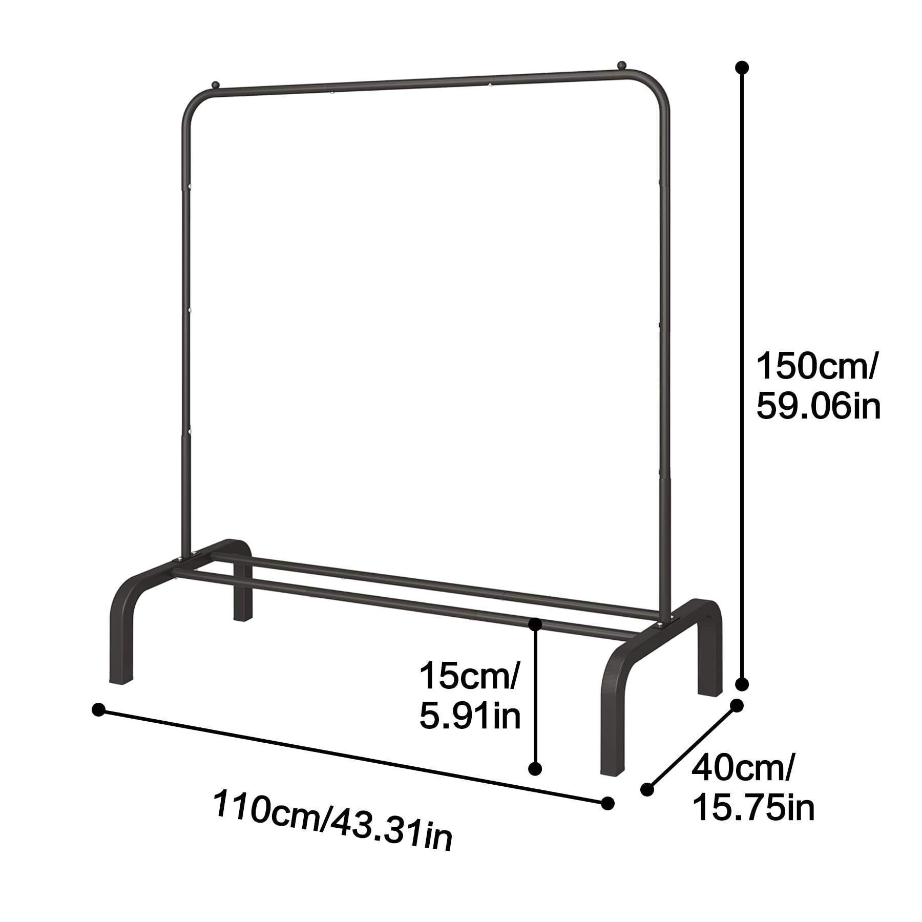 Metal Clothing Rack Clothes Stands & Shoe Racks Coat Stands 43.3 Inches Garment Rack with Bottom Shelf