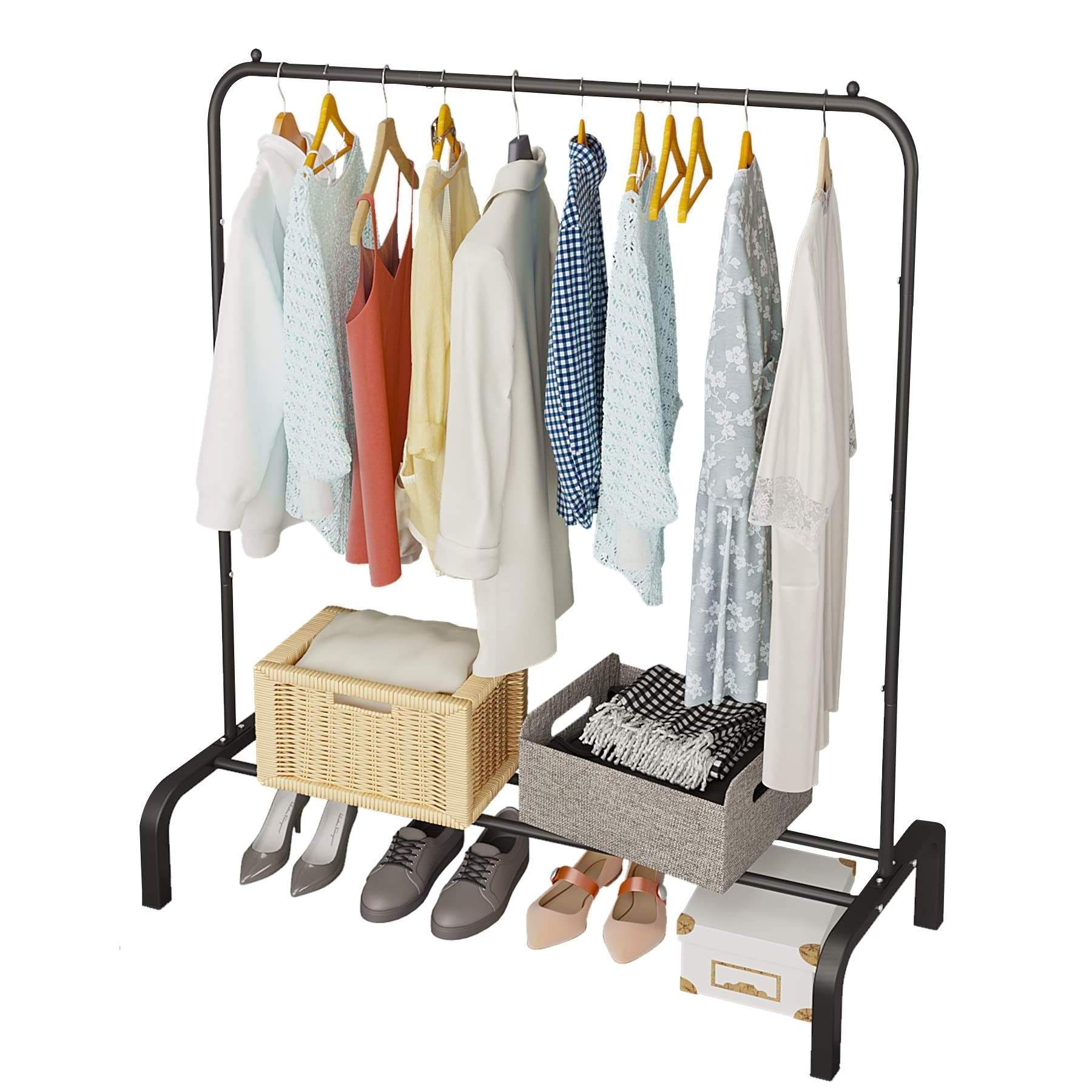 Metal Clothing Rack Clothes Stands & Shoe Racks Coat Stands 43.3 Inches Garment Rack with Bottom Shelf