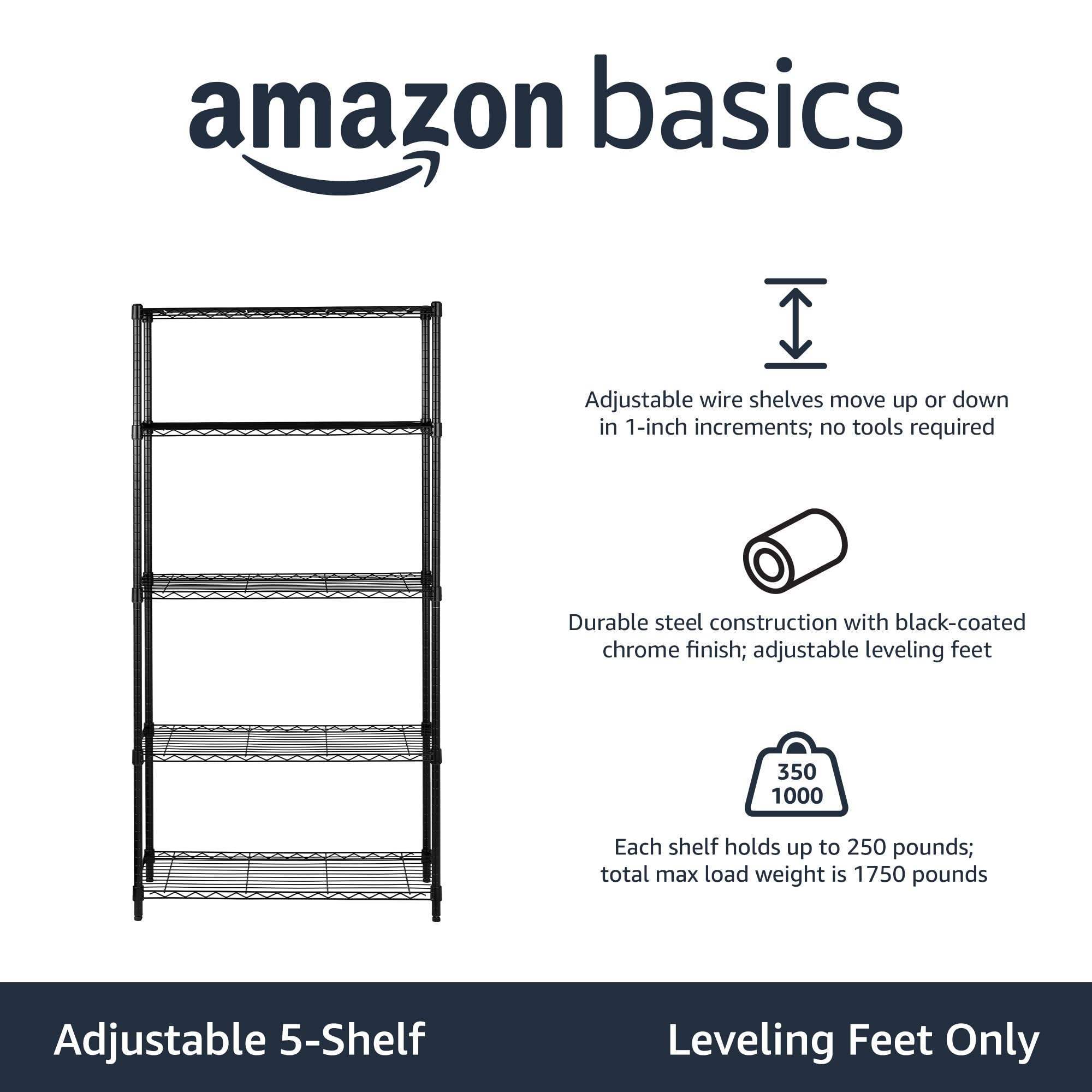 Kitchen Shelf 5-Shelf Adjustable Heavy Duty Storage Shelving Unit Steel Organizer Wire Rack