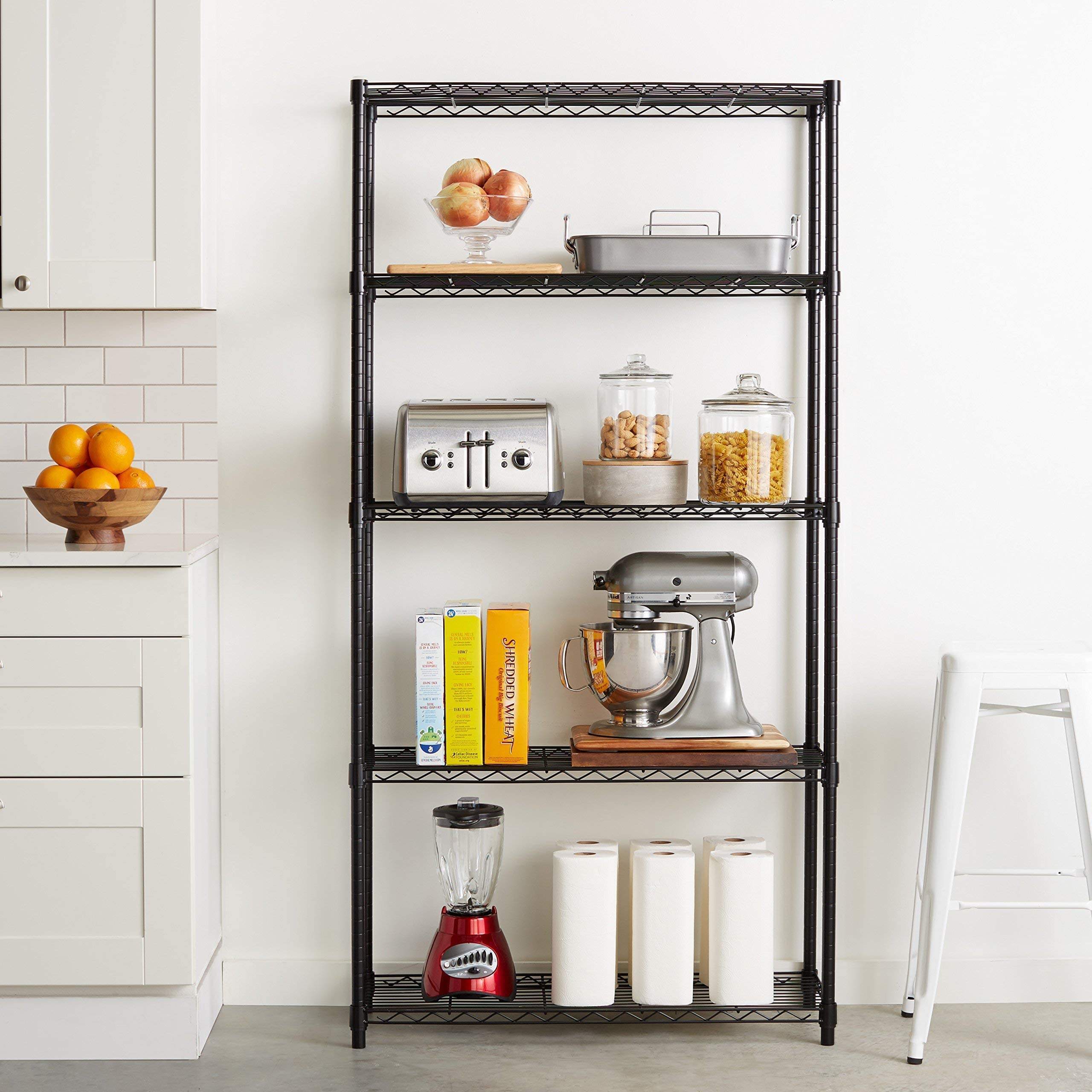 Kitchen Shelf 5-Shelf Adjustable Heavy Duty Storage Shelving Unit Steel Organizer Wire Rack