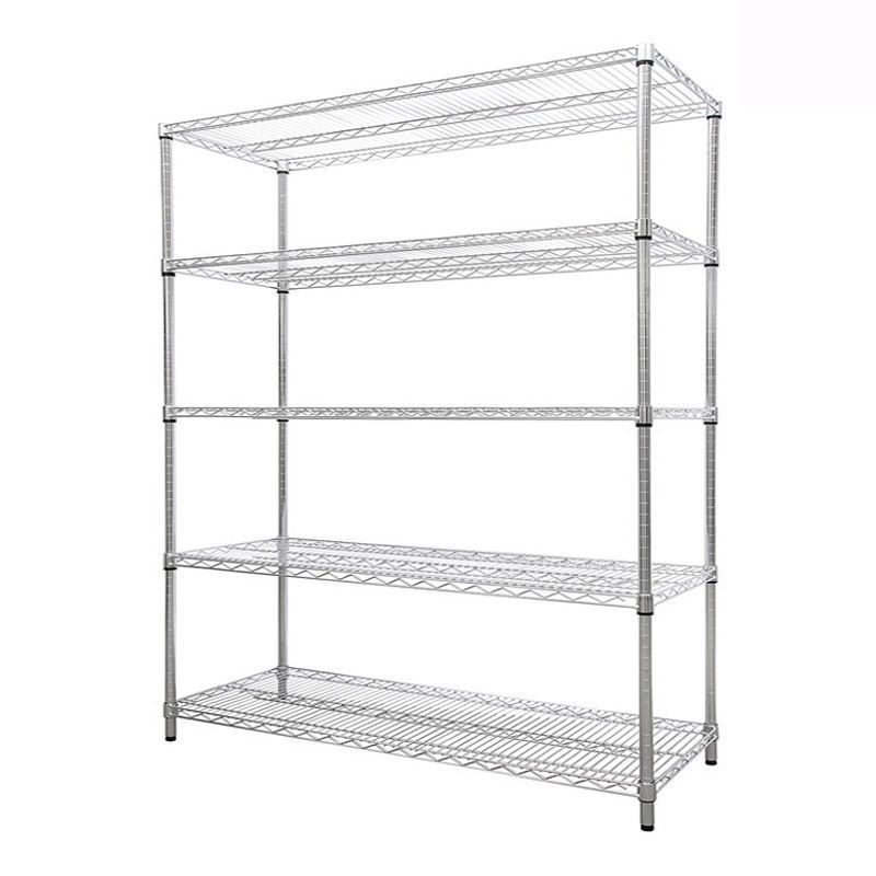 Custom Heavy Duty 5 Tier chrome Metal Storage Wire Shelf Wire Rack Shelving