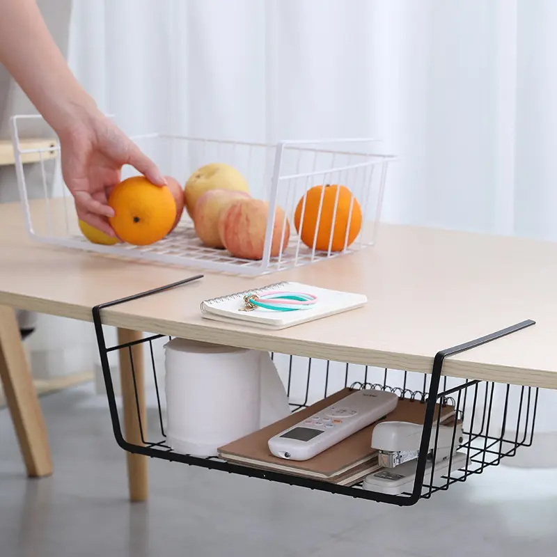 Custom Kitchen Counter Space Kitchen Organizer Under Shelf Hanging Wire Storage Basket