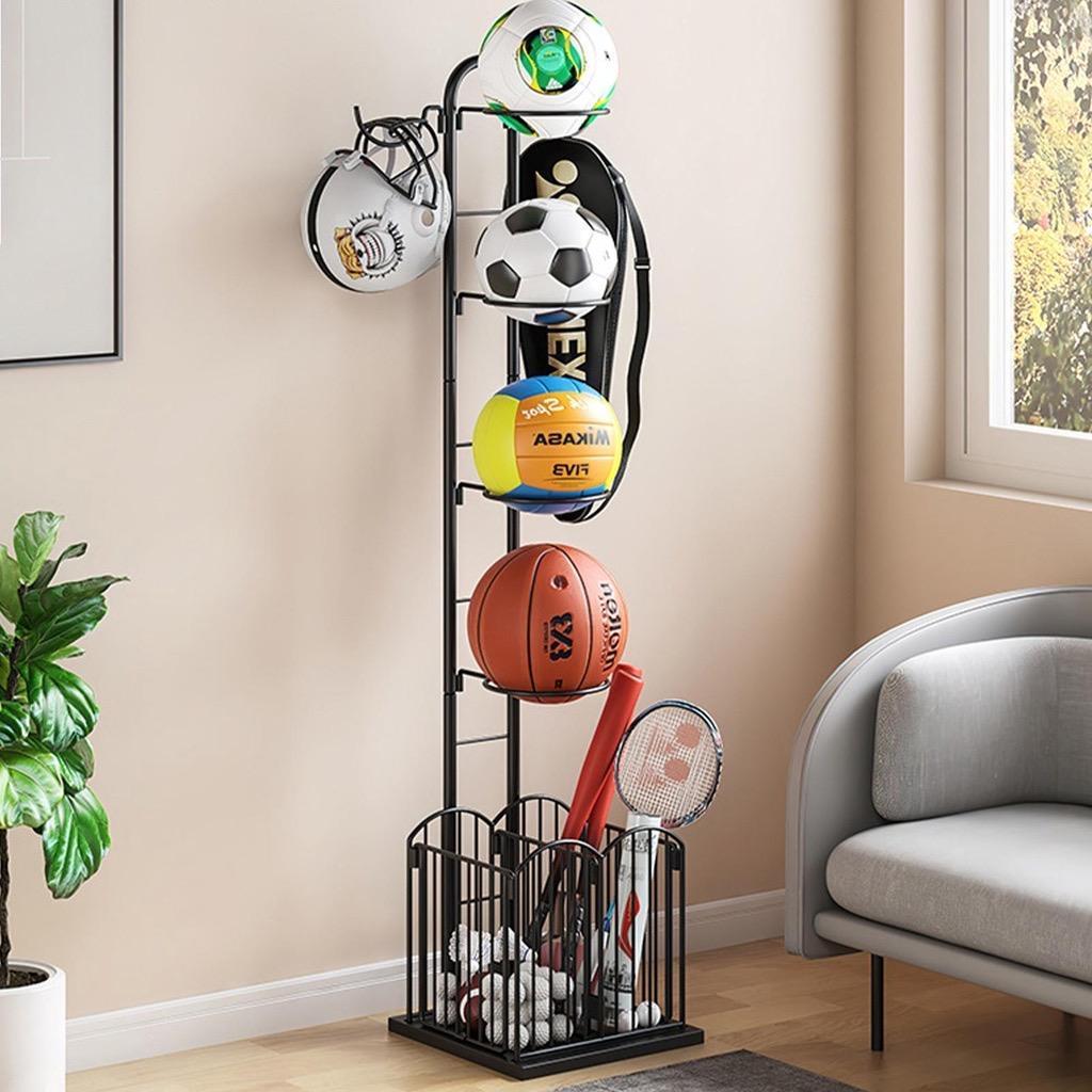 Custom Freestanding Sports Equipment Basketball Storage Organizer for Garage Ball Storage Rack Garage Balls Organizer