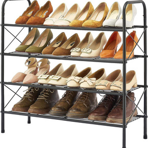 4-Tier Freestanding Shoe Rack Organizer Adjustable & Expandable Shoe Storage Shelf for Entryway