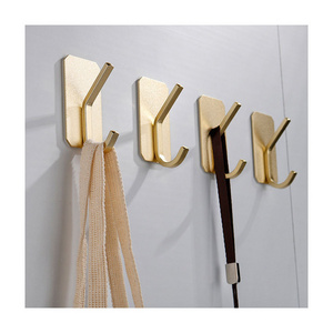 Decorative Removable Wall Hanging Aluminum Coat Hooks Sticker Black Towel Hanger Punch Free Coat Hook