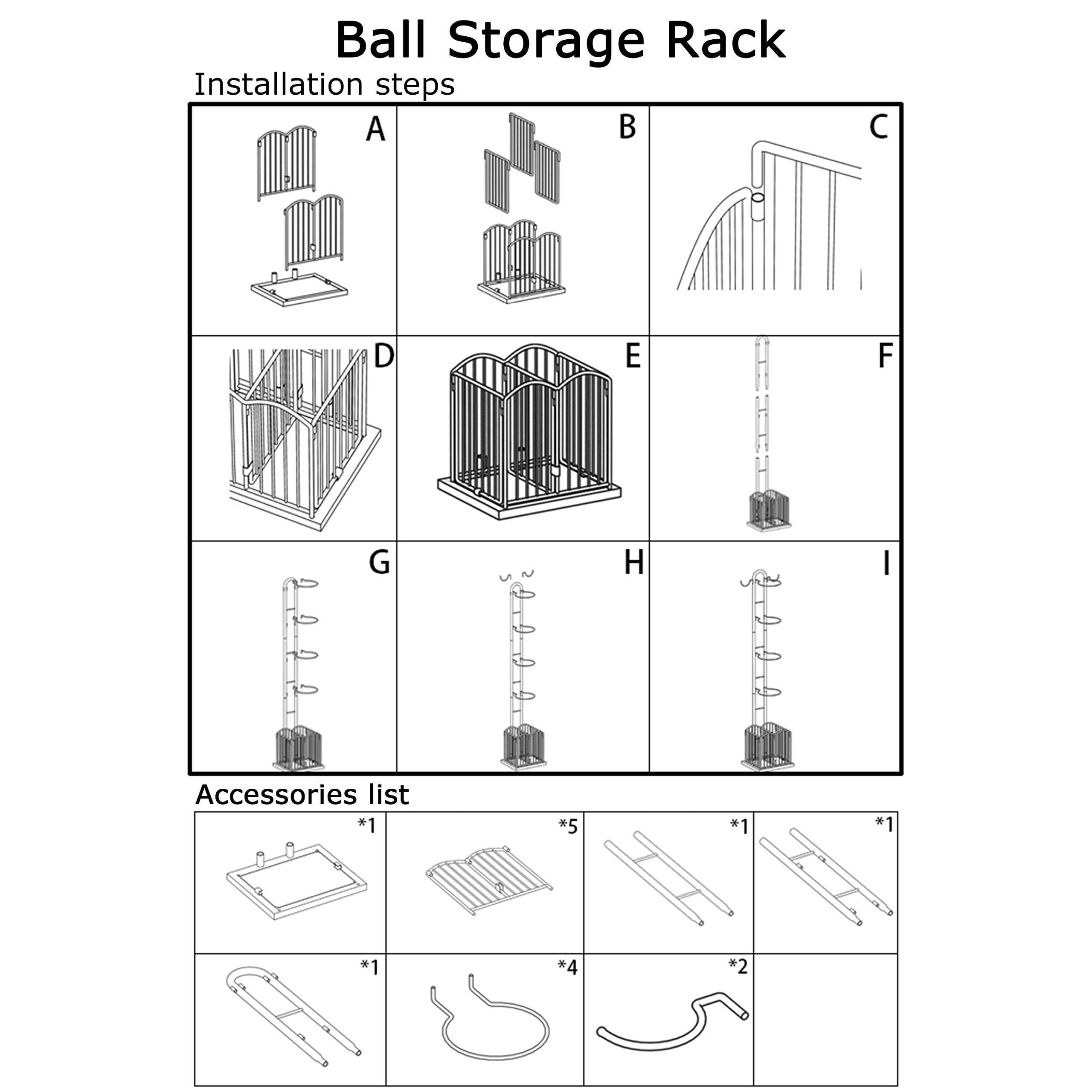 Basketball Ball Storage Rack Holder Ball Organizer for Garage Equipment Indoor Display Stand for Basketball Football