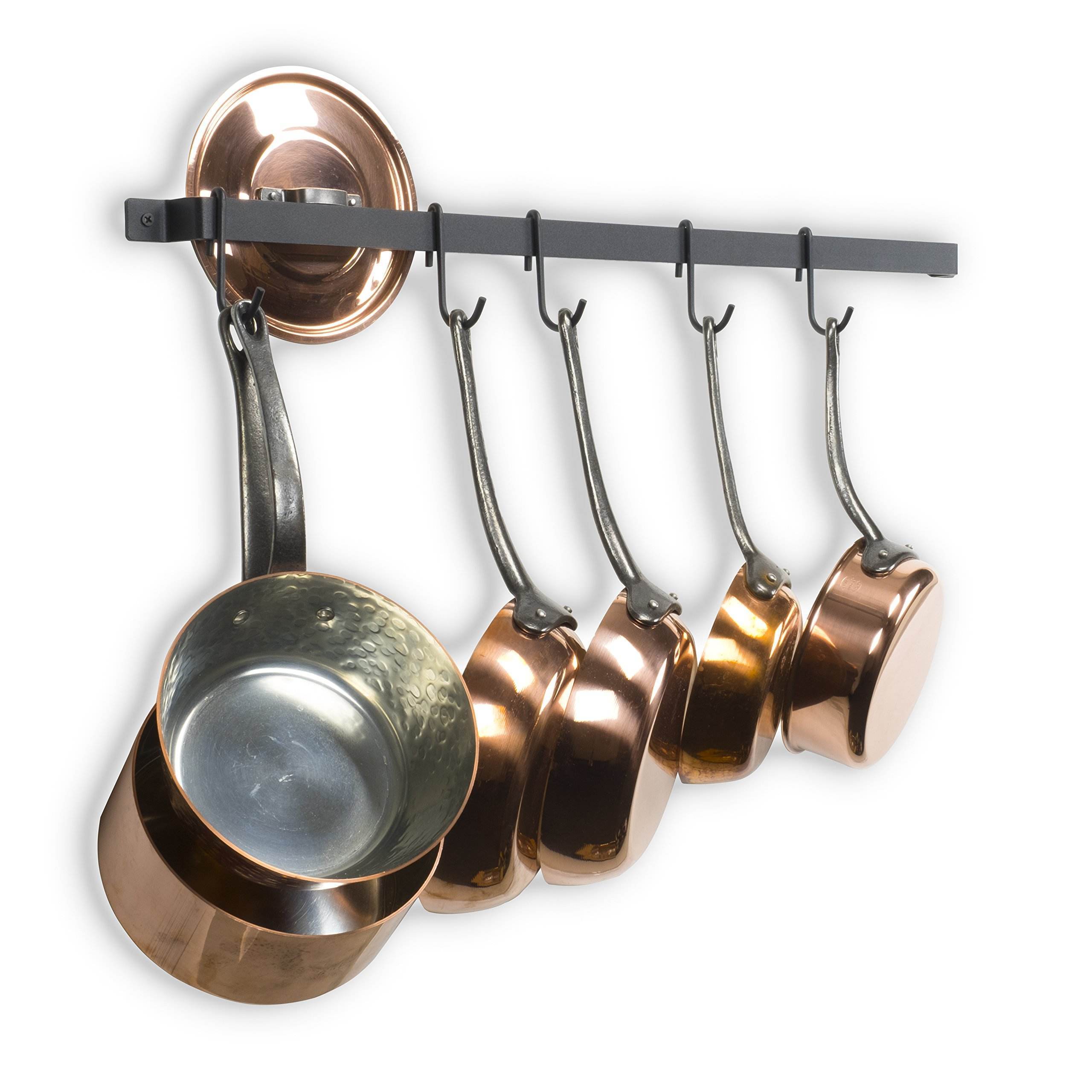 Custom Kitchen Rail Hanging Pot Rack with 15 S Hooks for Hanging Kitchen Utensils Set and Cookware