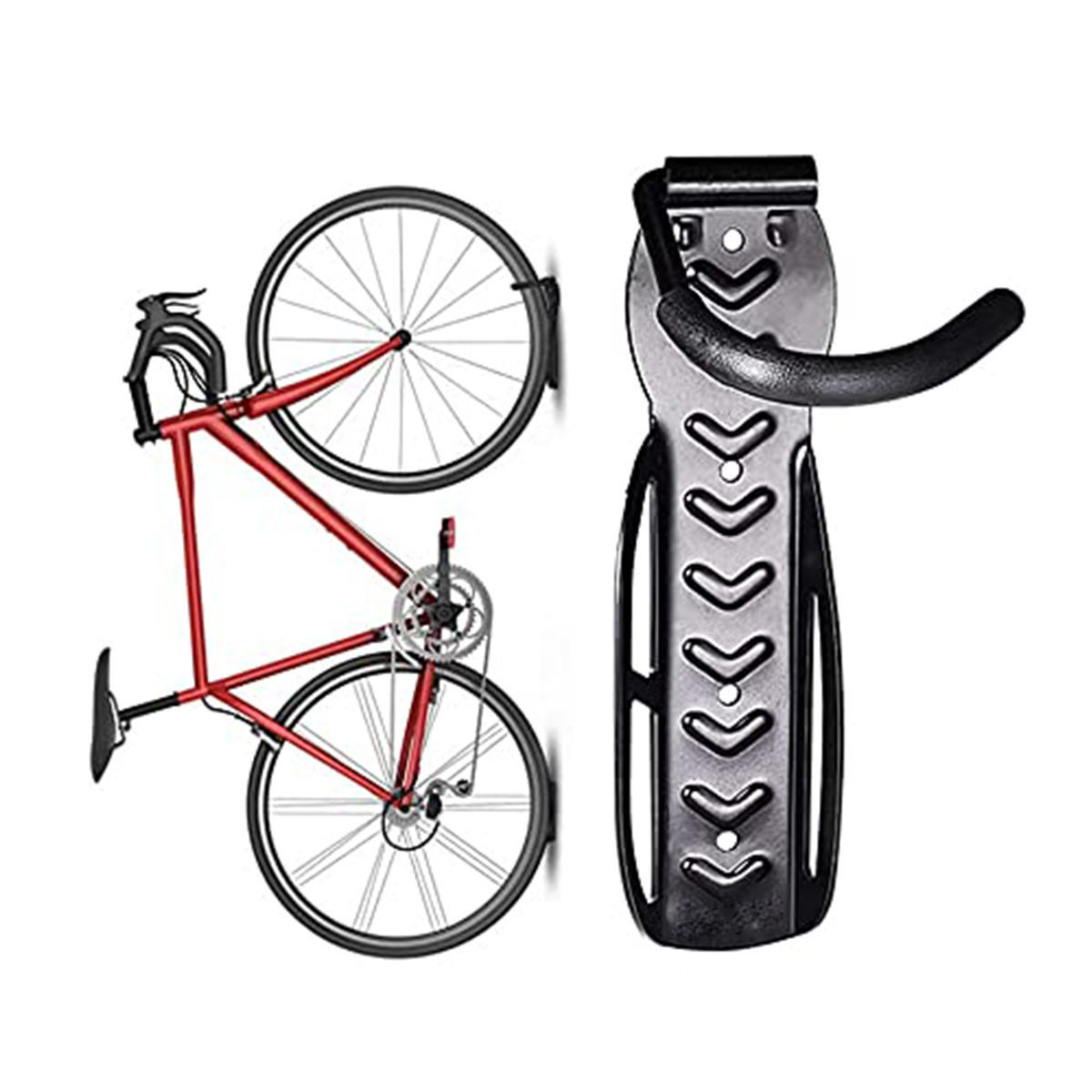 Custom Bike Wall Mount Rack with Tire Tray - Vertical Bike Storage Rack for Indoor