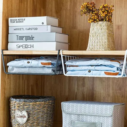 Custom Kitchen Counter Space Kitchen Organizer Under Shelf Hanging Wire Storage Basket