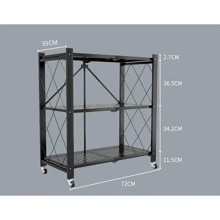 Household Home Used 5 tier Foldable Storage Shelves & Unit Metal Kitchen Shelf Foldable Storage Rack