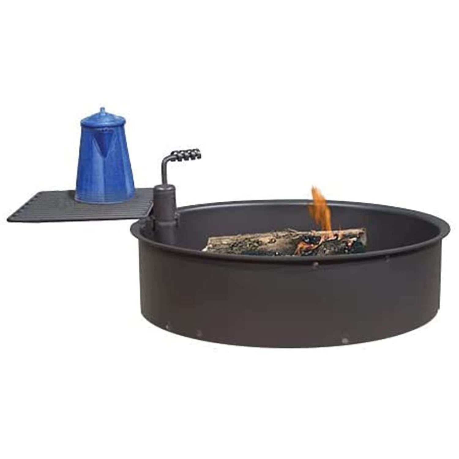 30 Inch Heavy Duty Steel Ground Fire Pit Ring Insert Liner and Metal Cooking Grate for Grilling, Camping, and Backyard Bonfires