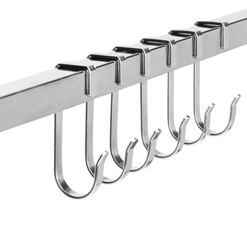 Stainless Steel Kitchen Shelf Square Tube Hook Window Hanging Rod Hook Shelf round Tube Buckle Square Hook Wholesale