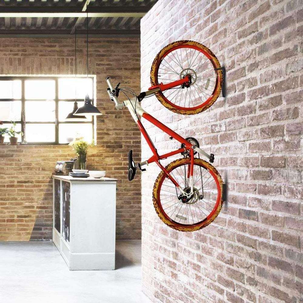 Custom Bike Wall Mount Rack with Tire Tray - Vertical Bike Storage Rack for Indoor