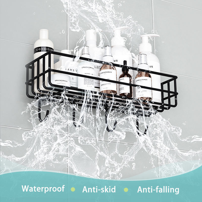 Wall Mounted Bathroom Shelves Floating Shelf Shower Hanging Basket Shampoo Holder WC Accessories Kitchen Storage Rack