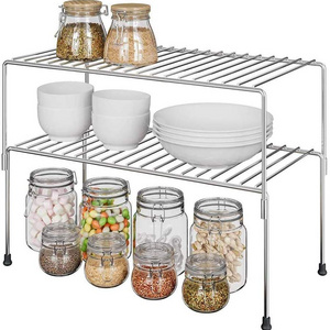 Expandable stackable kitchen cabinet shelf organizer counter spice racks multifunctional storage shelf for kitchen