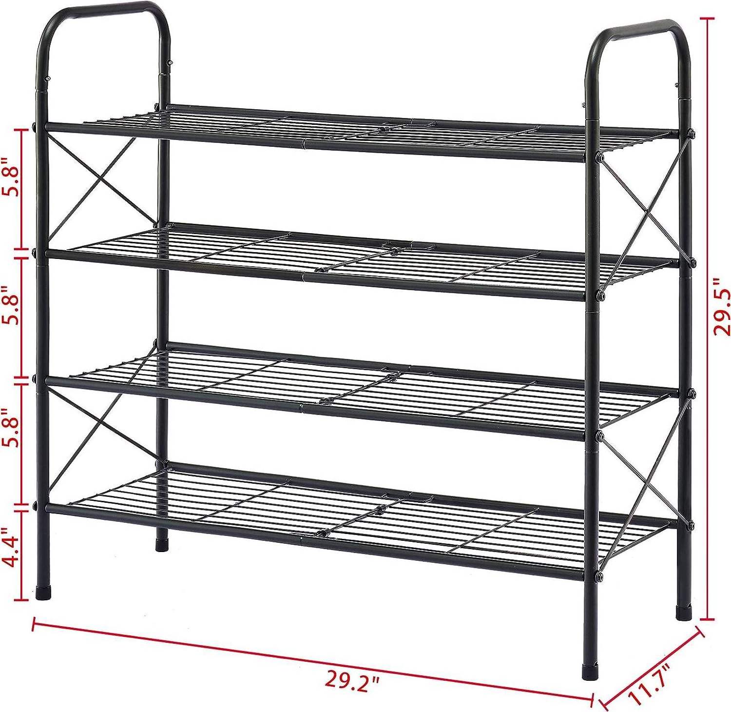 4-Tier Freestanding Shoe Rack Organizer Adjustable & Expandable Shoe Storage Shelf for Entryway