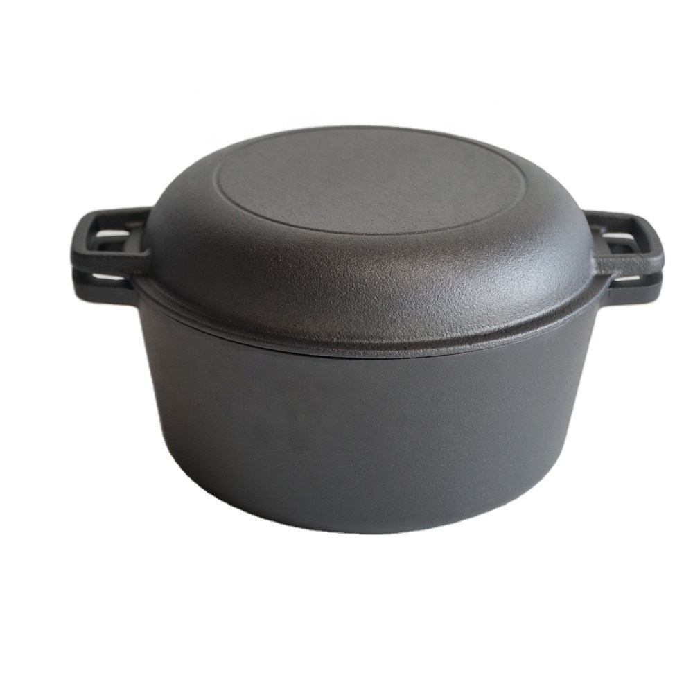 ChuiHua Factory Multi-Function Pre-Seasoned Non-Stick Cast Iron 2 in 1 Pot Cast Iron Combo Cooker For Kitchen Cooking