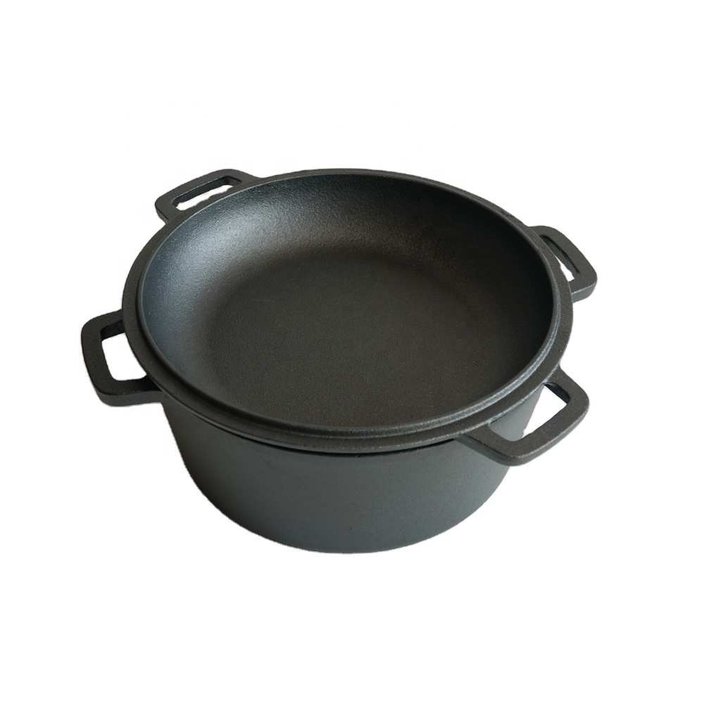 ChuiHua Factory Multi-Function Pre-Seasoned Non-Stick Cast Iron 2 in 1 Pot Cast Iron Combo Cooker For Kitchen Cooking