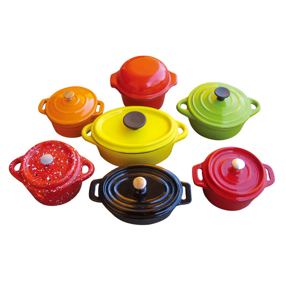 Wholesale High Quality Enamel Cast Iron Mini Cooking Casserole Kitchen Water Coffee Milk Pot With Lid