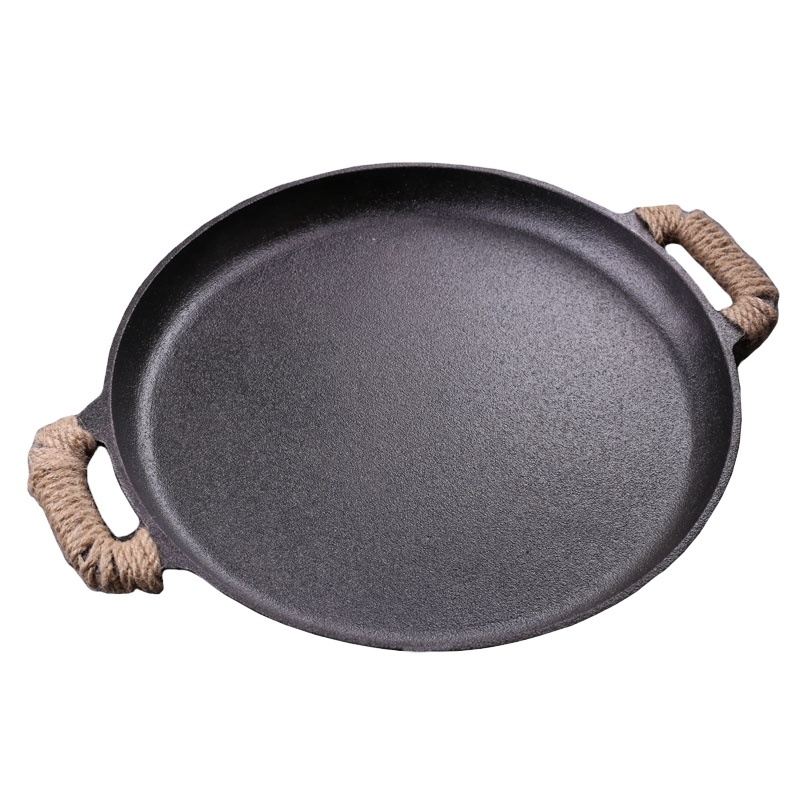 Chuiha Wholesale Non stick Cast Iron Camping Round Frying Pan Pre Seaoned Griddle Grill Pan For outdoor and kitchen cooking