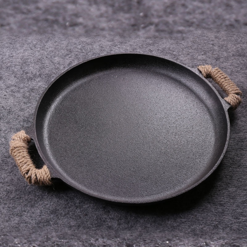 Chuiha Wholesale Non stick Cast Iron Camping Round Frying Pan Pre Seaoned Griddle Grill Pan For outdoor and kitchen cooking