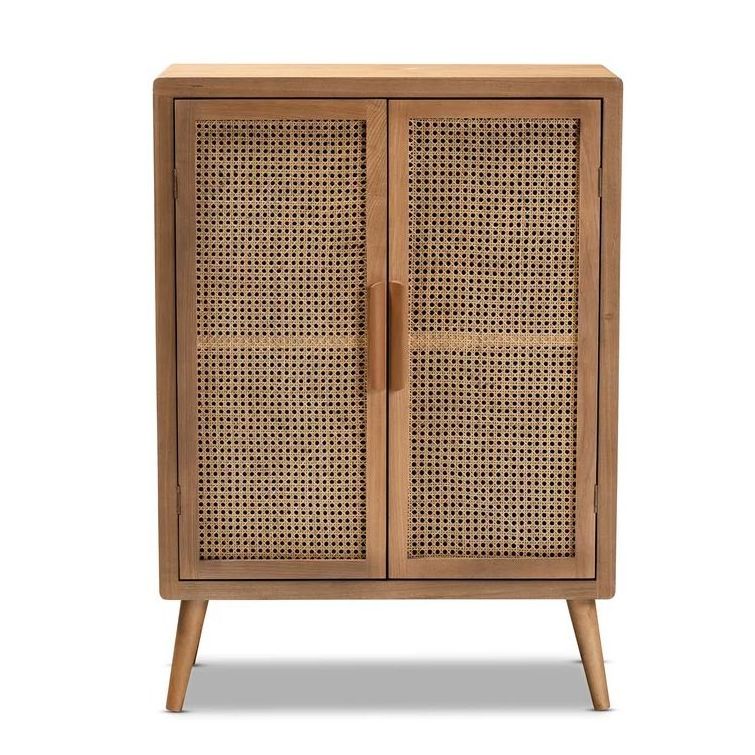 Creative rattan dining cabinet, 44.29 inch high, 2 door characteristic solid wood cabinet, suitable for restaurants